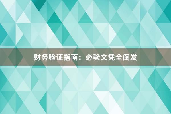财务验证指南：必验文凭全阐发